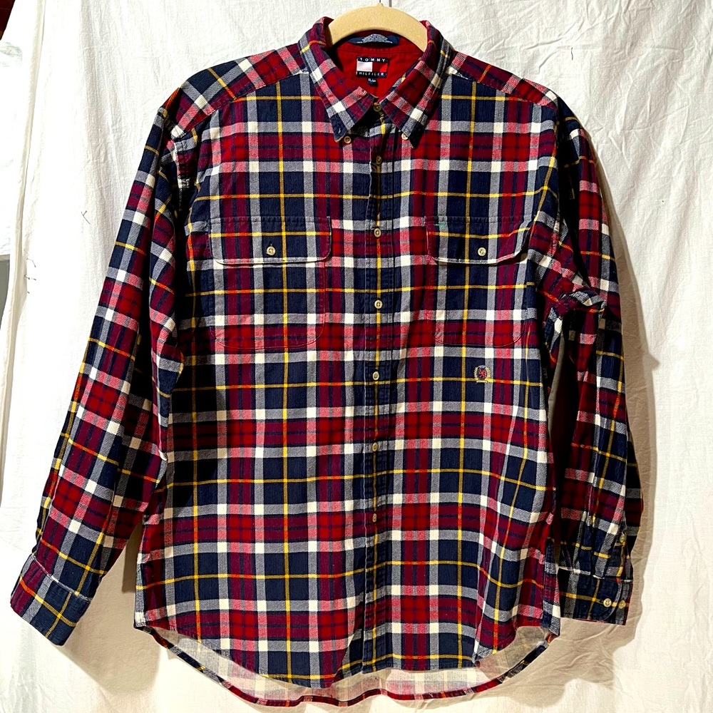 Vintage Tommy Hilfiger Men Size XL Flannel Plaid Shirt